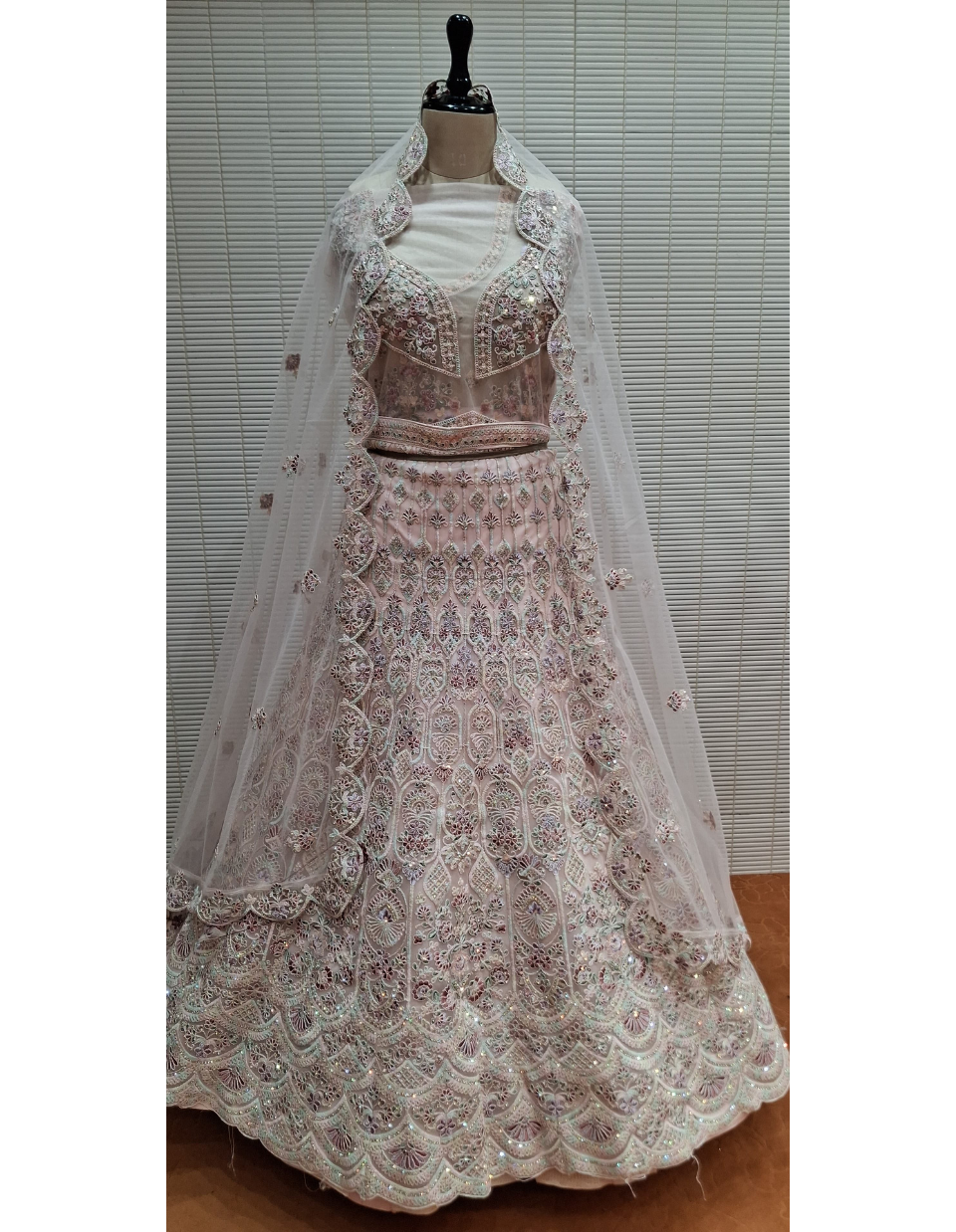 Blush Pink Mirror Work Non-Bridal Lehenga