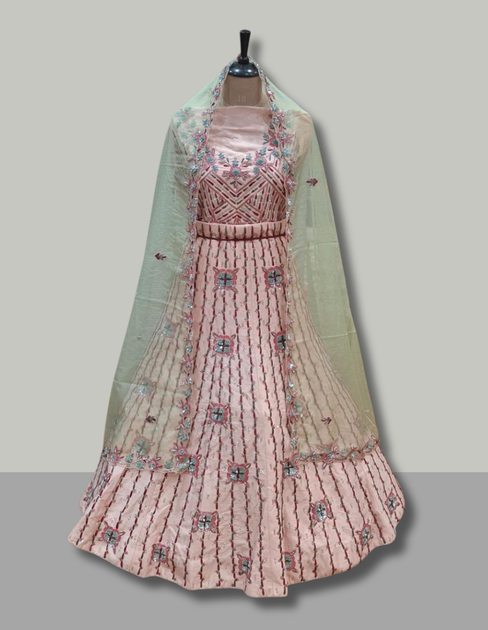Pink Embroidered Lehenga with Dupatta