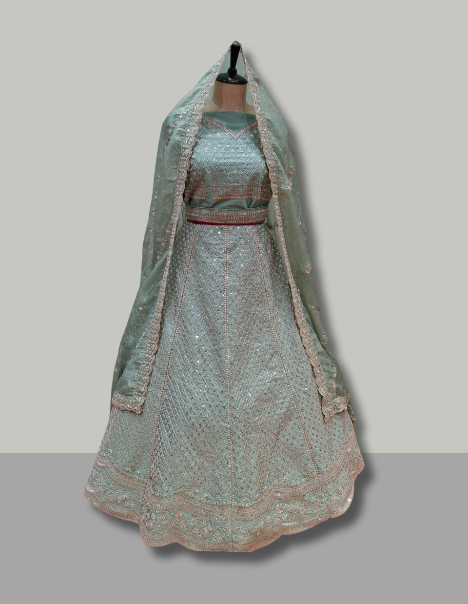 Mint Green Sequin Embroidered Lehenga