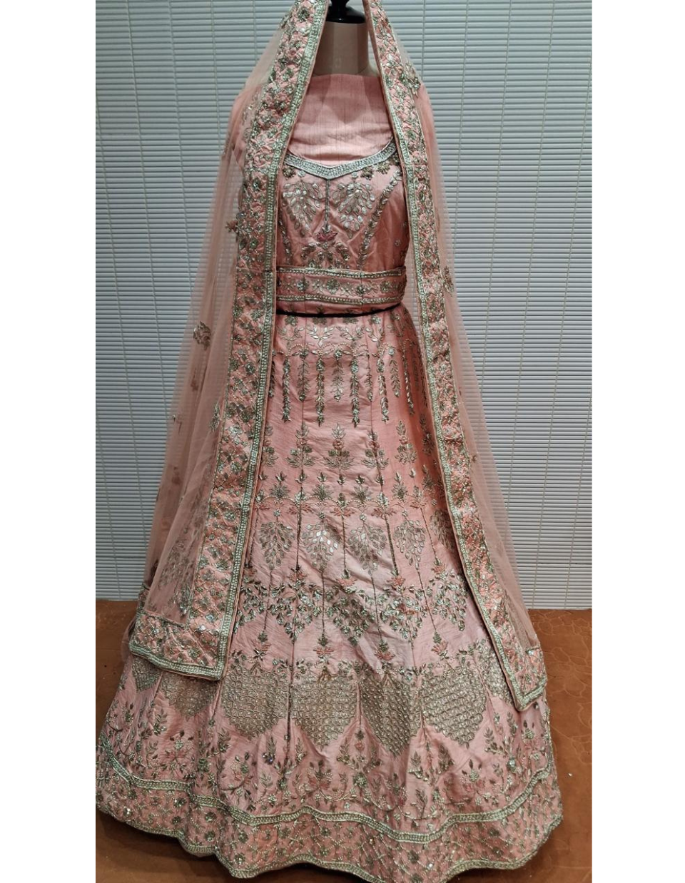 Peach Embroidered Lehenga