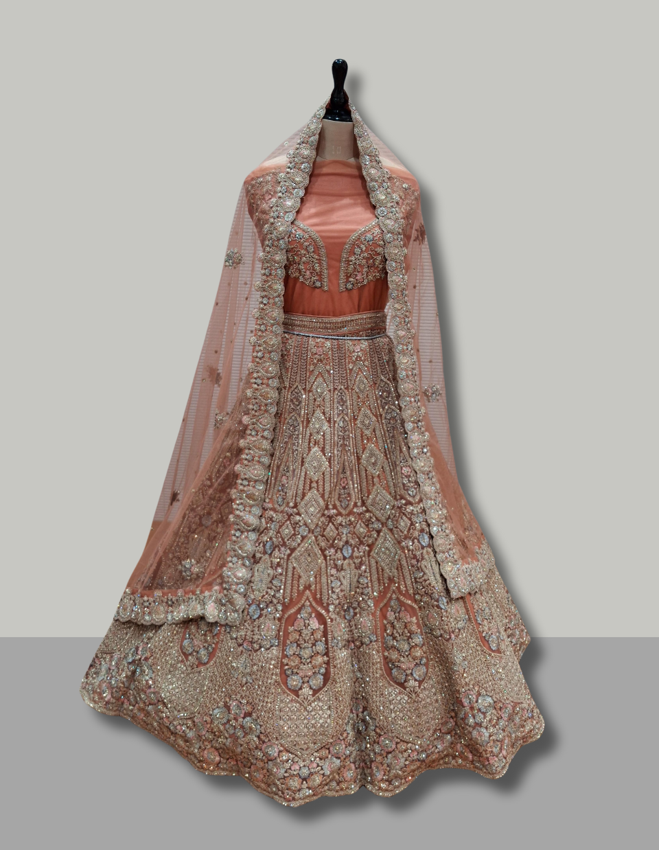 Peach Royal Bridal Lehenga by Keshav Creations
