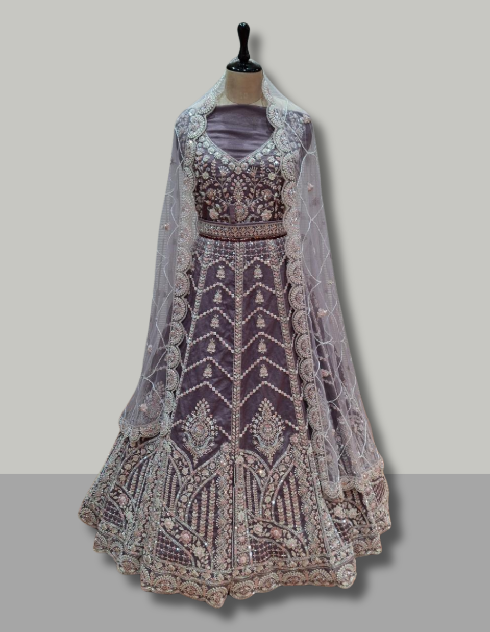Elegant Purple Embroidered Lehenga