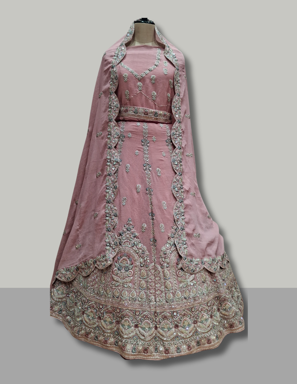 Baby Pink and Silver Embroidered Party Wear Lehenga