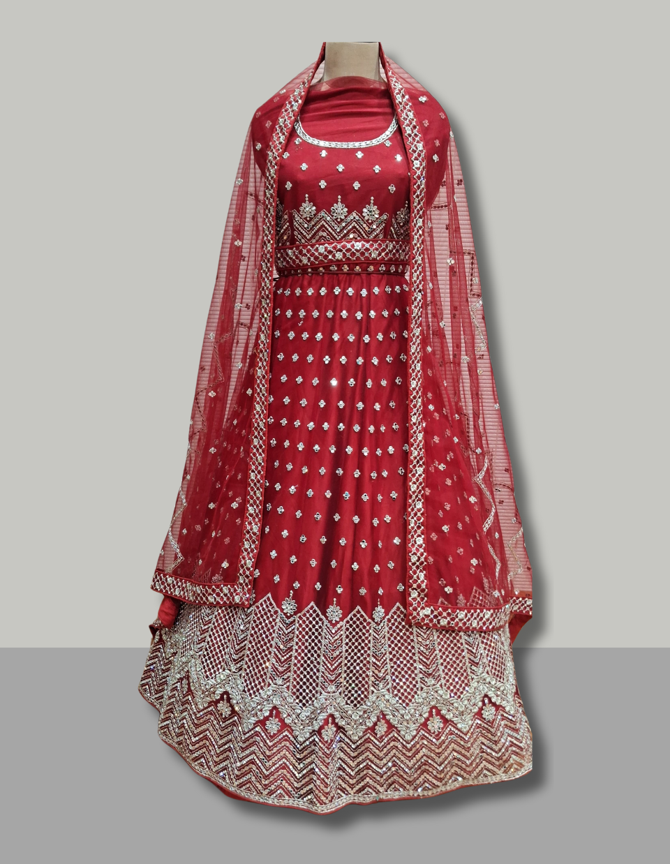 Gold & Red Silk Lehenga