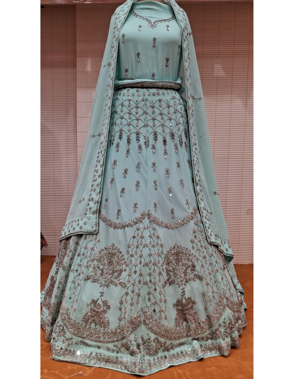 Mint Green Party Wear Lehenga