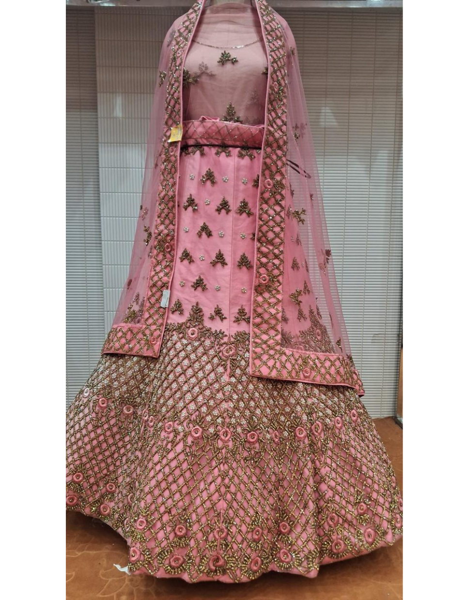 Party Wear Pink Embroidered Lehenga