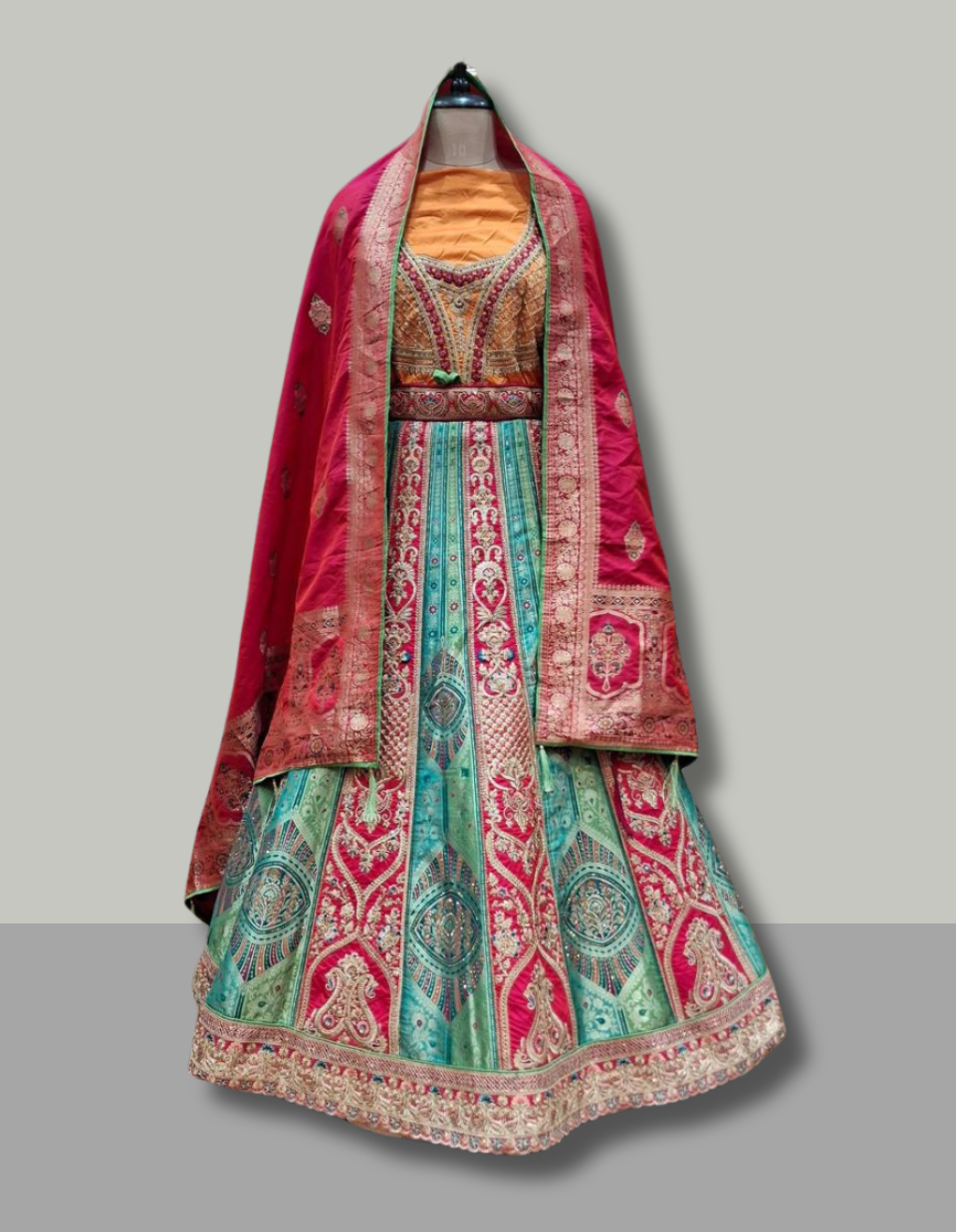 Sea Green Net Lehenga with Sequin Embellishments