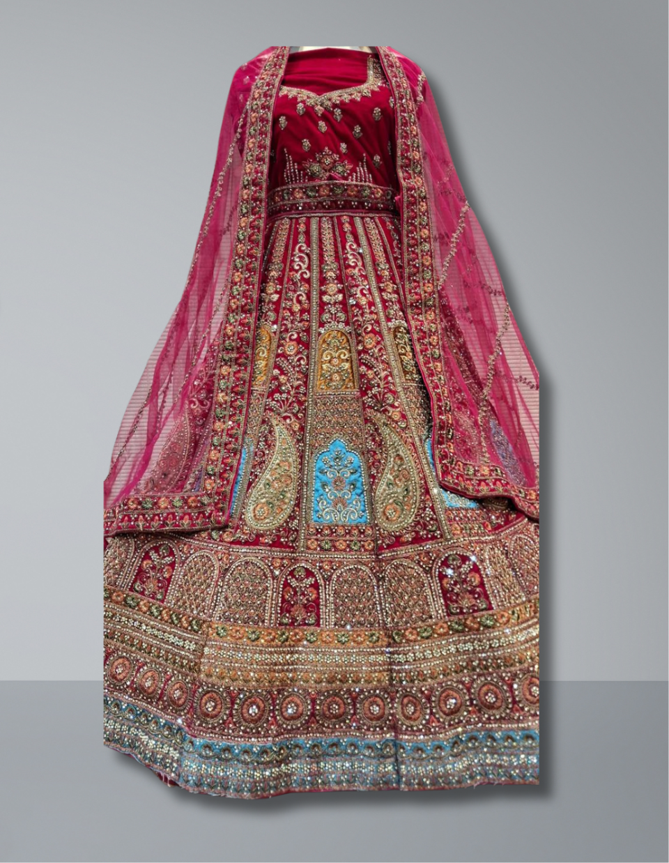 Regal Magenta Bridal Lehenga with Handcrafted Zardozi work
