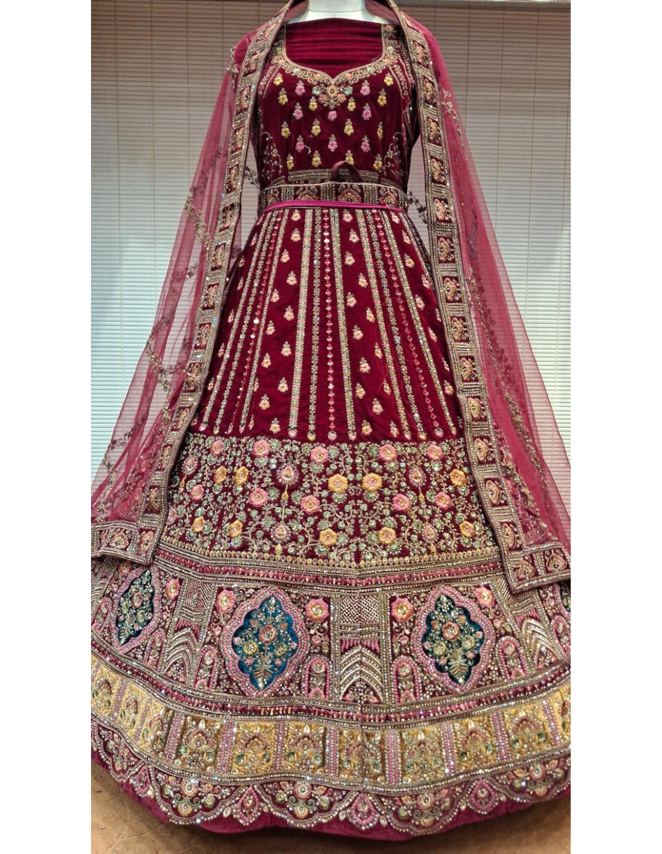 Pastel Blue Embroidered Lehenga with Net Dupatta