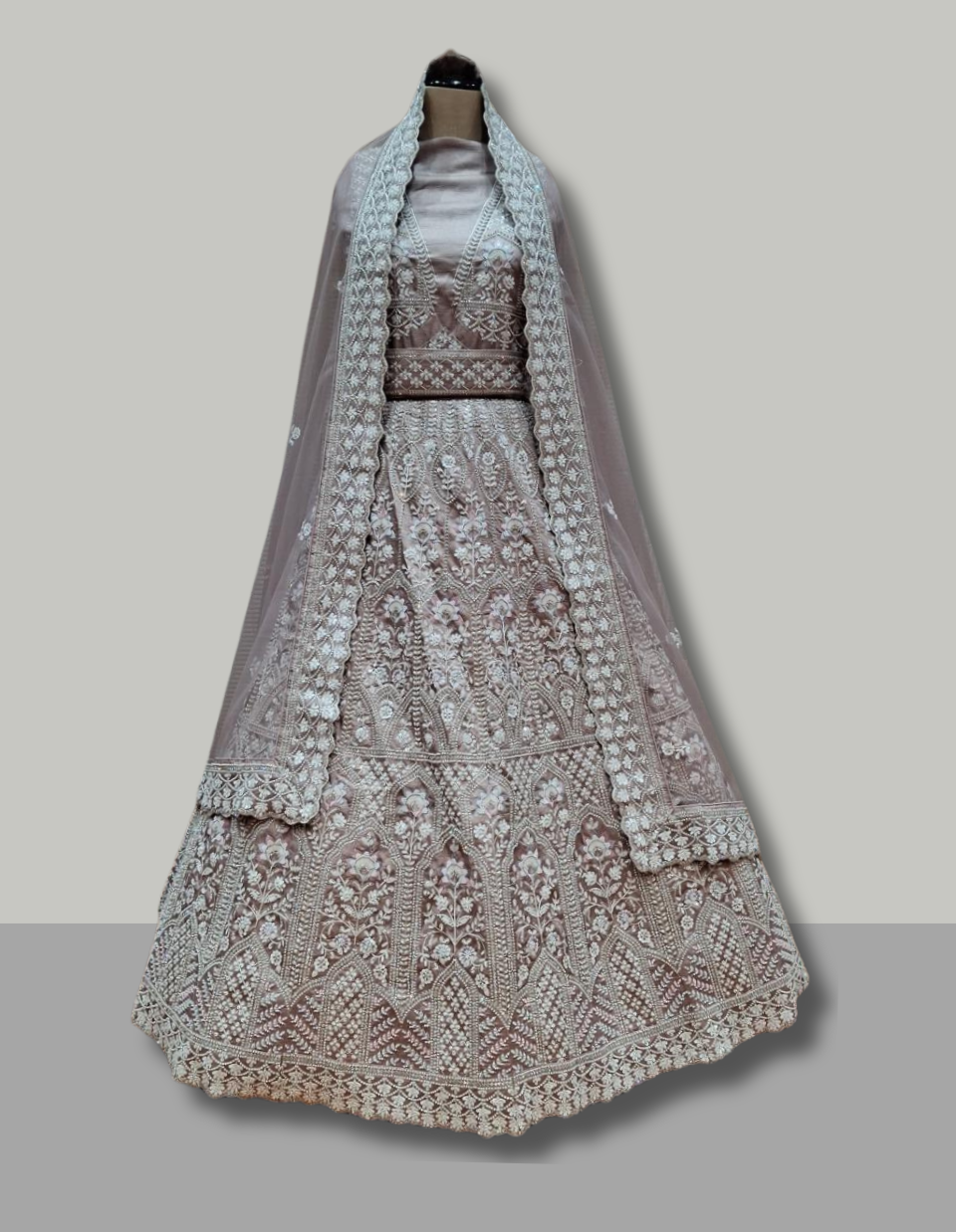 Lavender Net Lehenga with Zari and Sequin Detailing