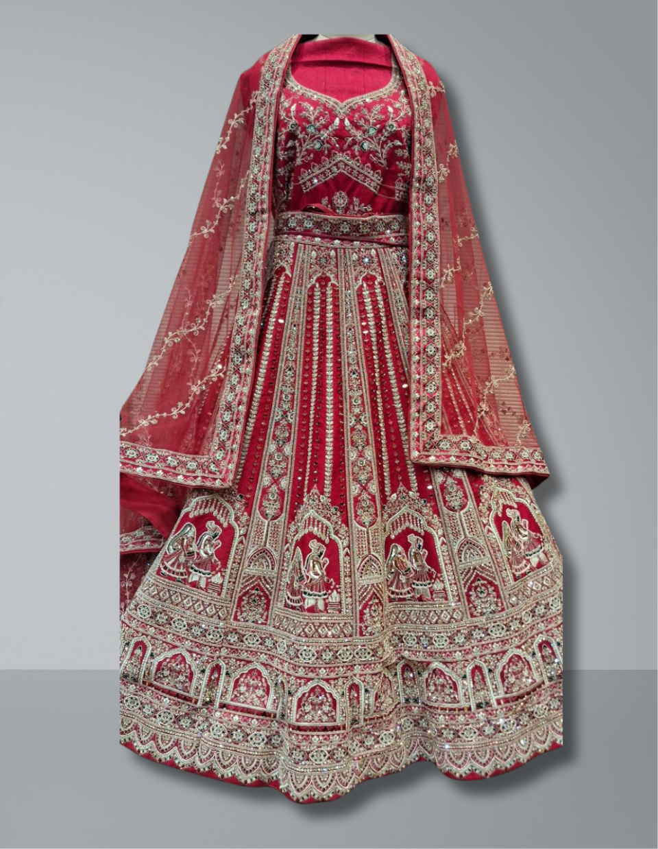 Red Bridal Lehenga with Intricate Embroidery