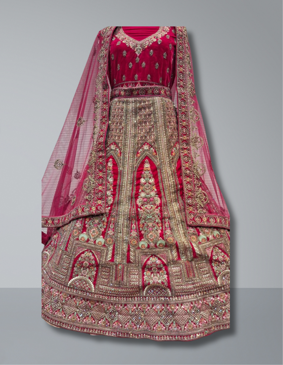 Radiant Red Bridal Lehenga with Exquisite Handcrafted Embroidery