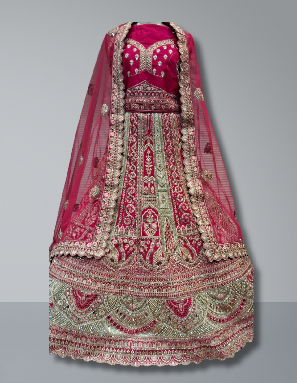 Elegant Pink Bridal Lehenga with Intricate Zari and Sequins Work