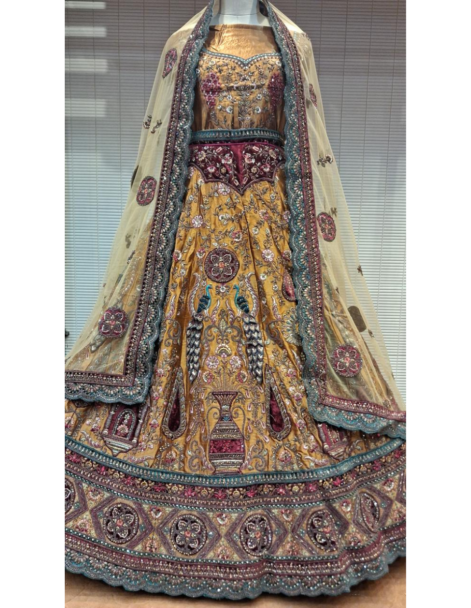 Yellow Bridal Lehenga With Net Dupatta