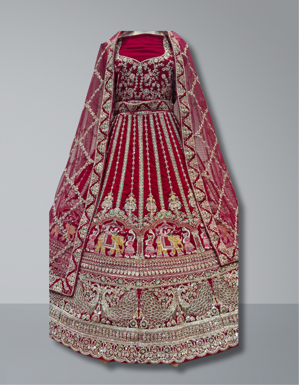 Regal Maroon Bridal Lehenga with Intricate Royal Motifs