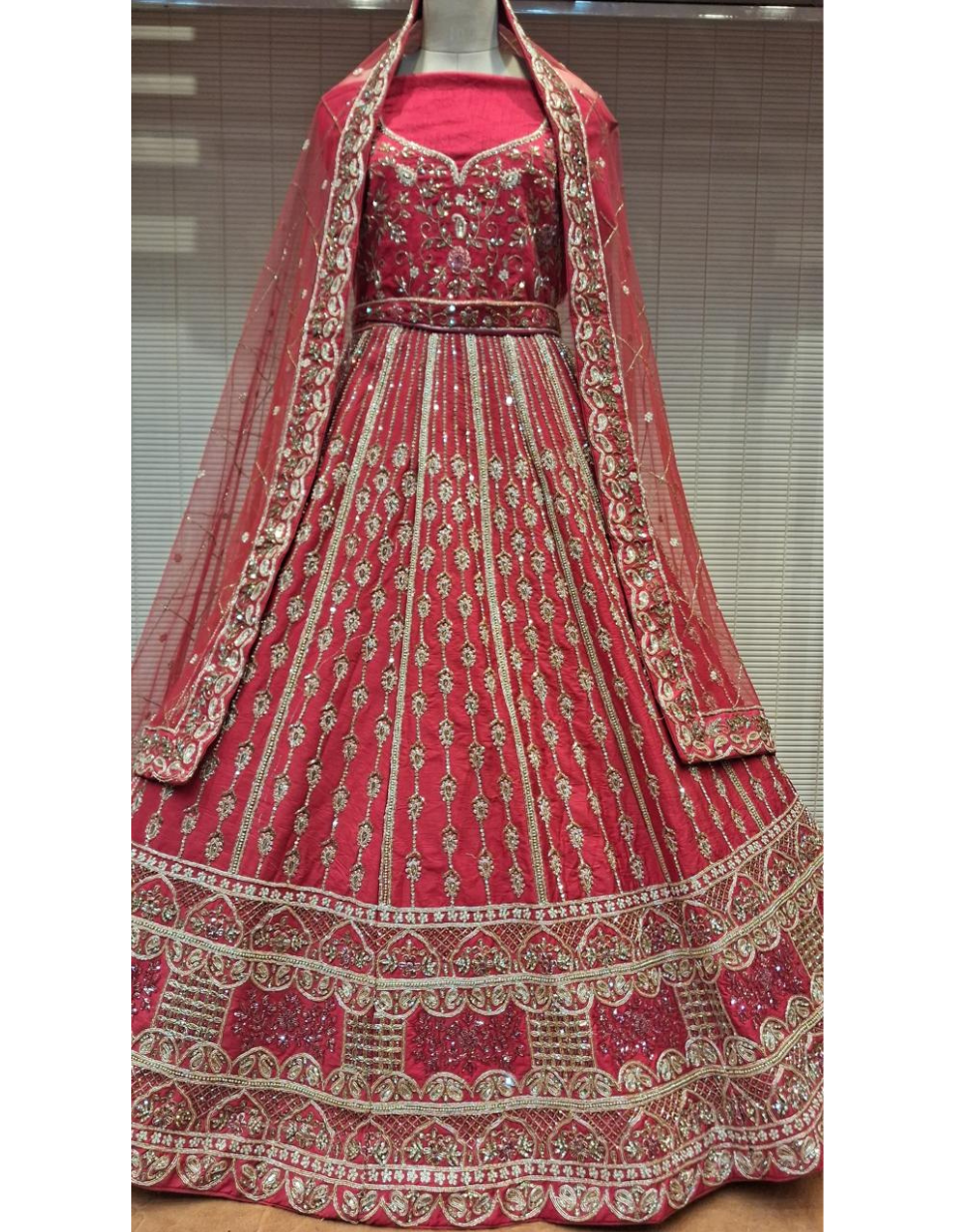 Red Bridal Lehenga with Exotic Embroidered - Keshav Creations Store