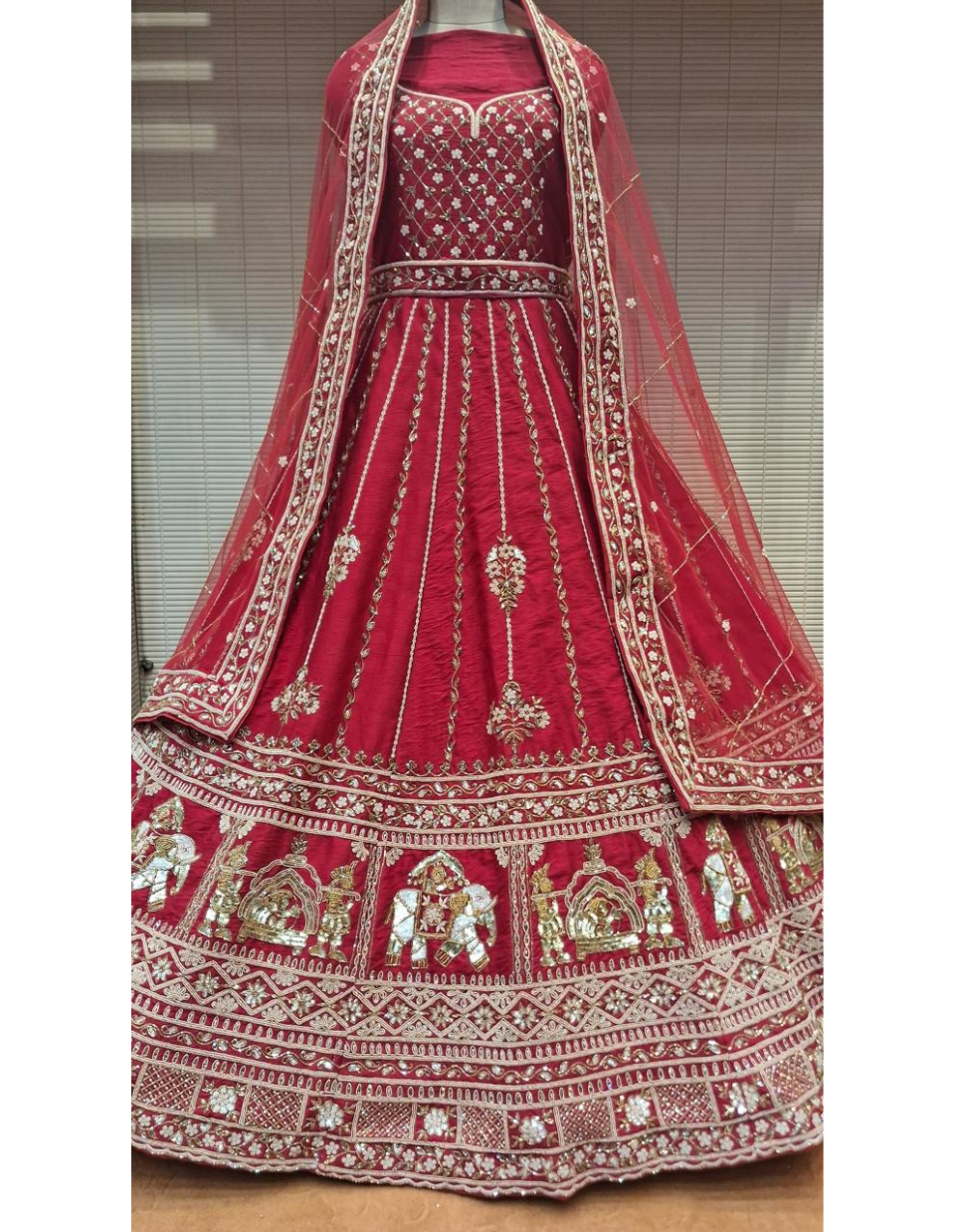 Band Baja Baarat Pure Handwork Red Bridal Lehenga