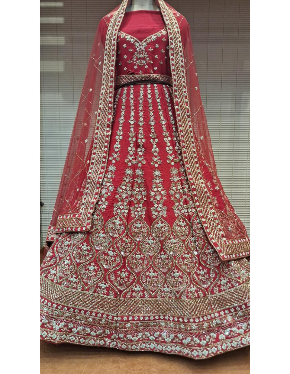 Graceful Red Embroidered Lehenga for Bridal Elegance