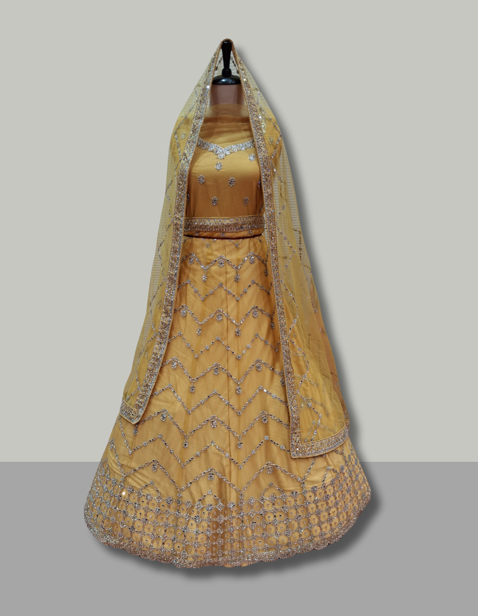 Mustard Yellow Embroidered Silk Lehenga for Festive Glam