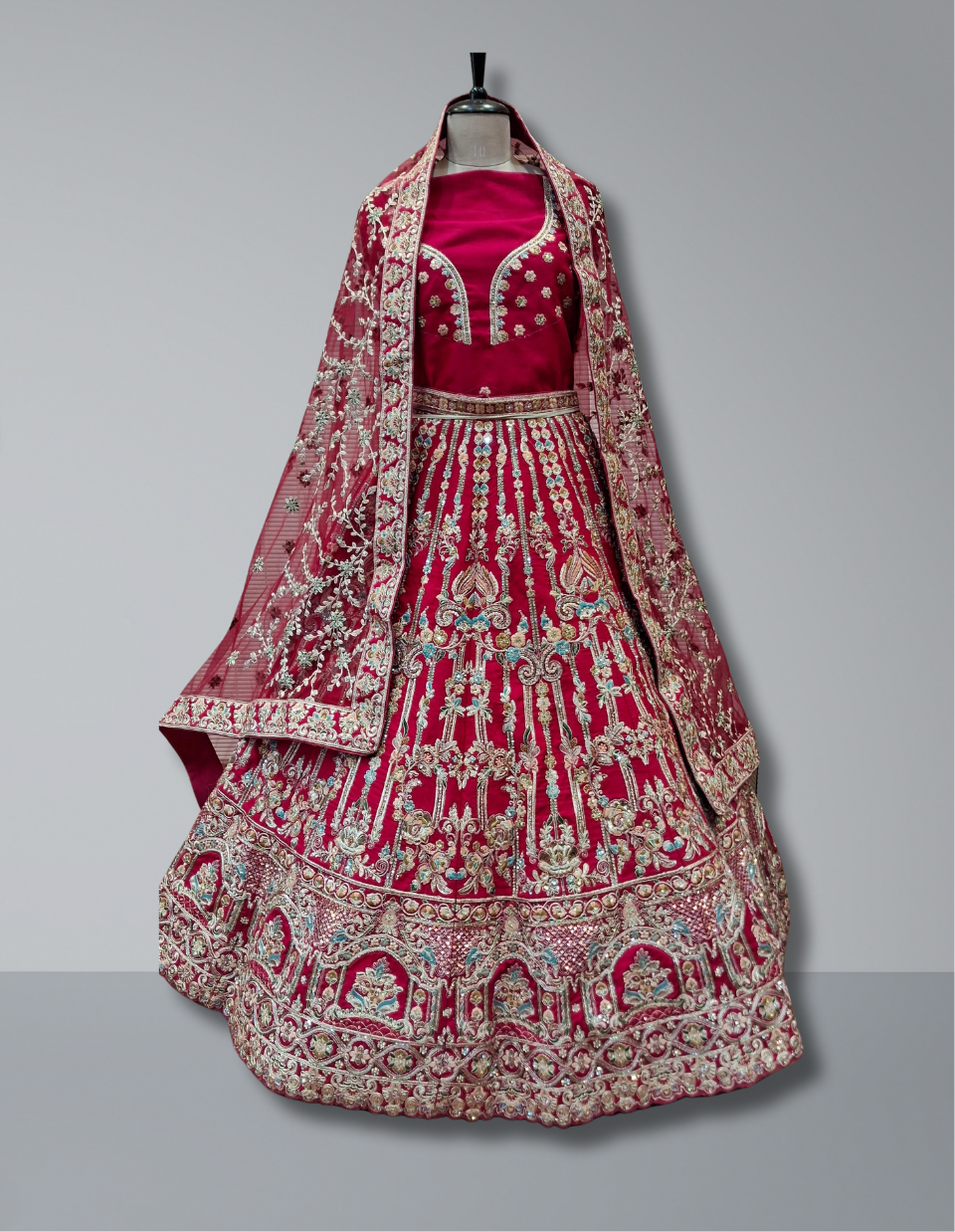 Royal Maroon Embroidered Bridal Lehenga