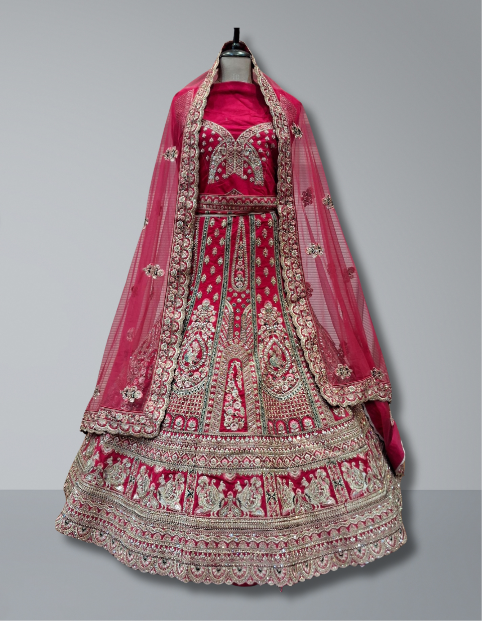Elegant Pink Heavy Embroidered Bridal Lehenga