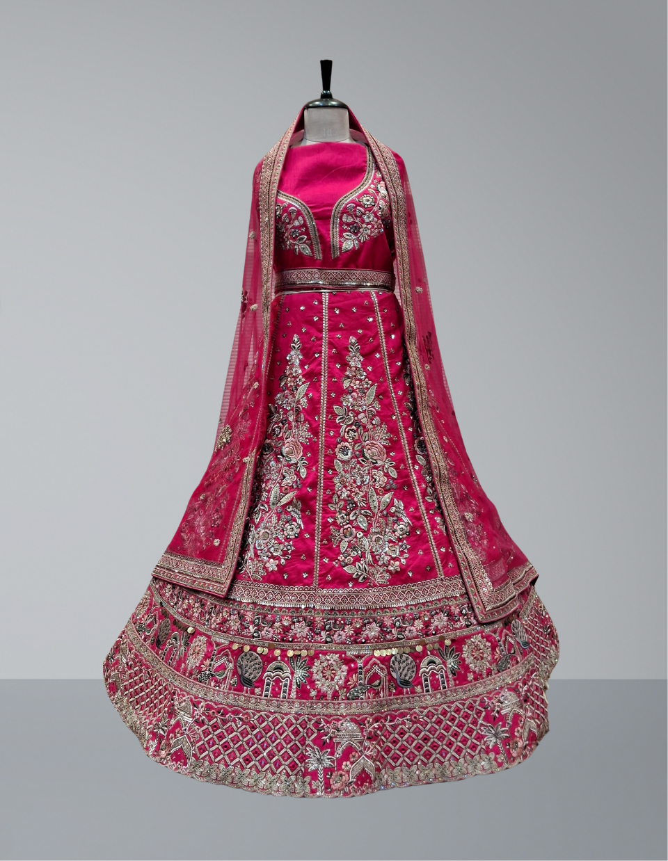 Elegant Bridal Lehenga with Exquisite Floral Embroidery
