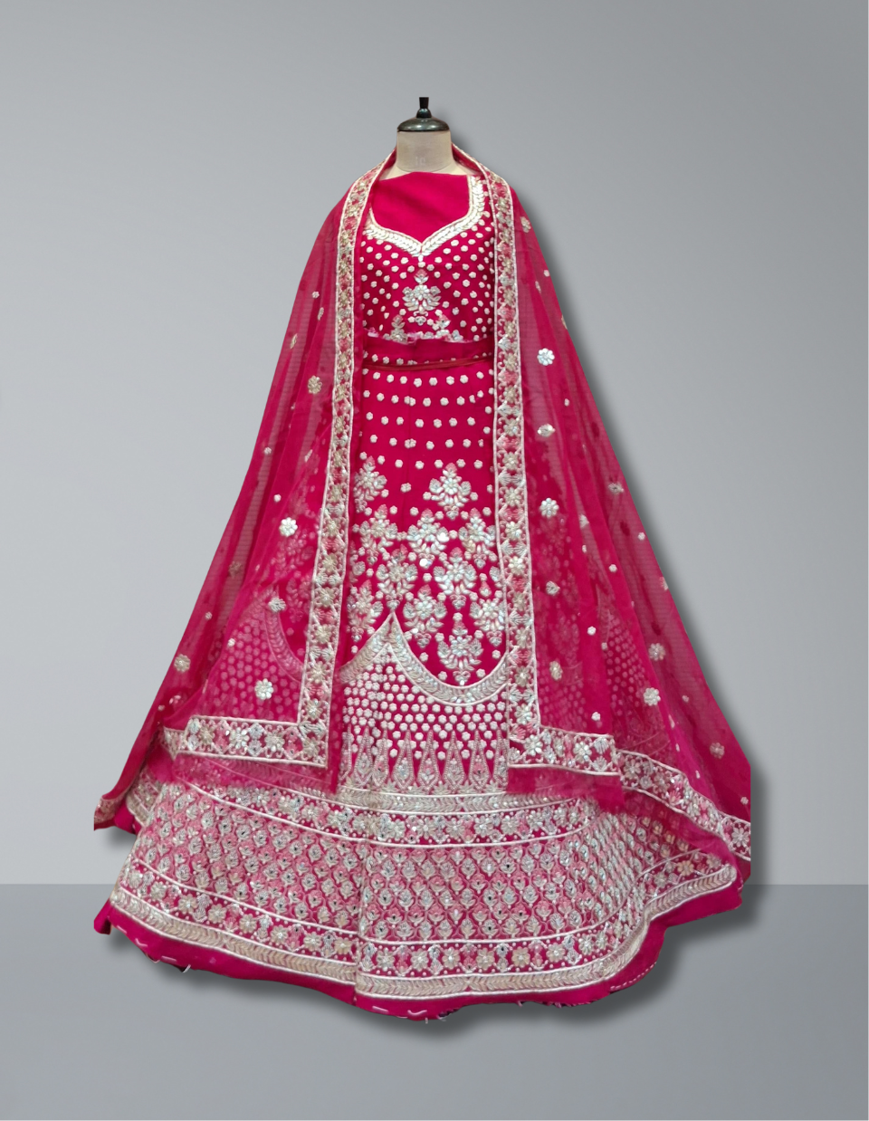 Glamorous Pink Bridal Silk Lehenga with Intricate Mirror and Zari Work