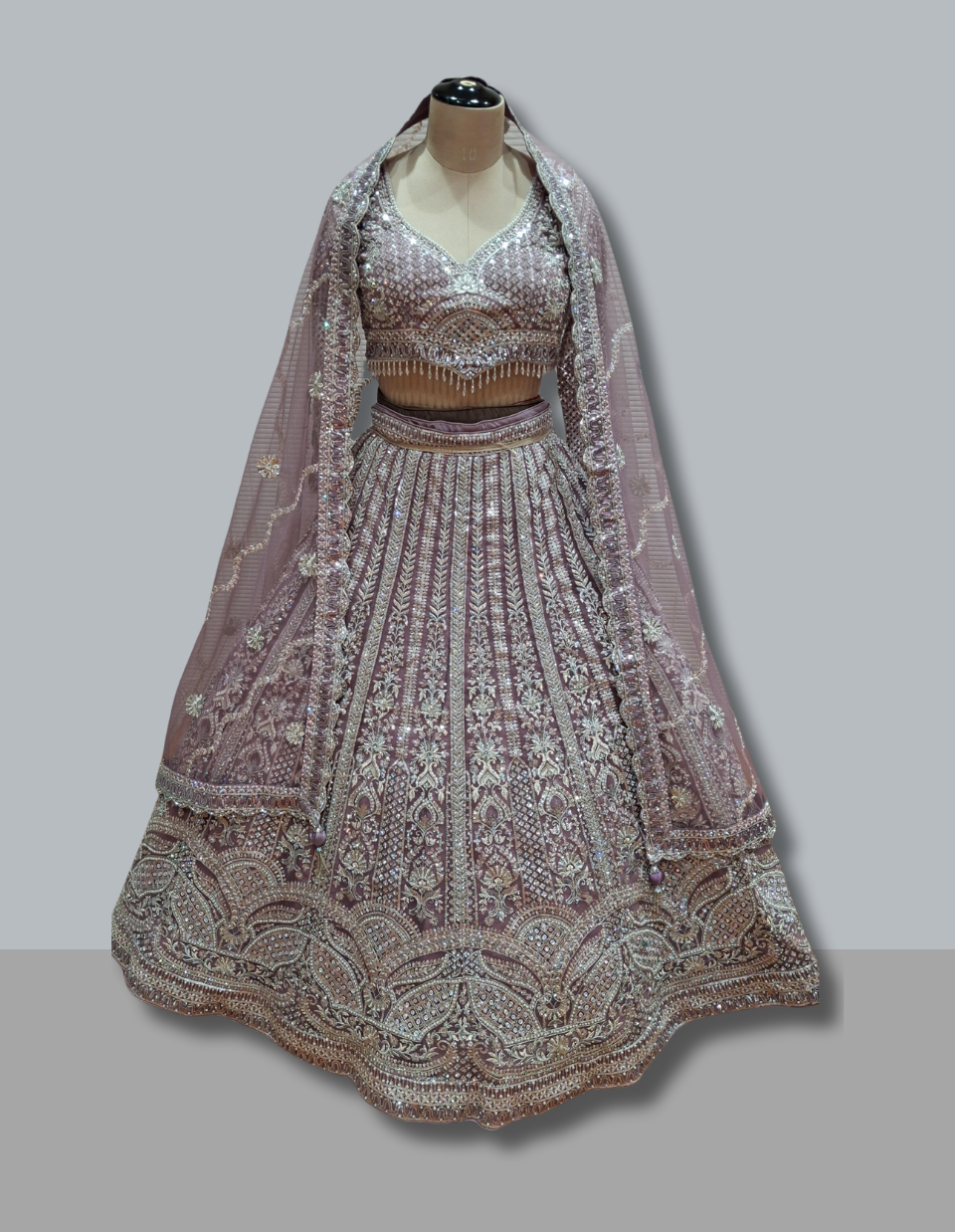 Dusty Pink Heavy Embroidered Lehenga Set