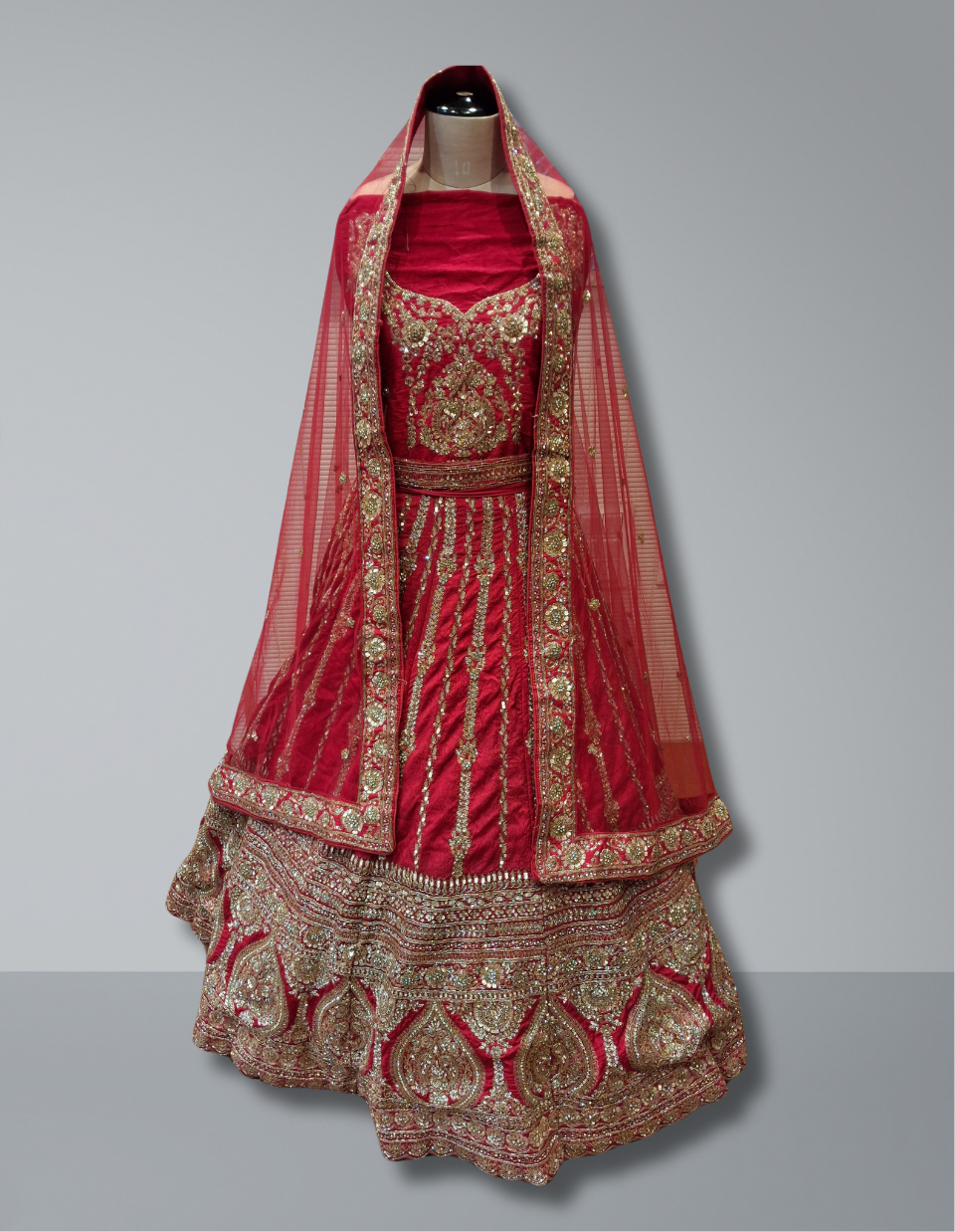 Regal Red & Gold Embroidered Bridal Lehenga