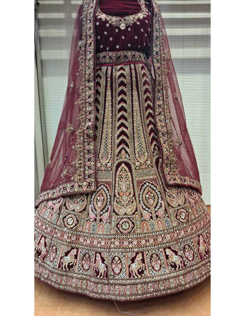 Dusty Lavender Designer Wedding Lehenga in Net