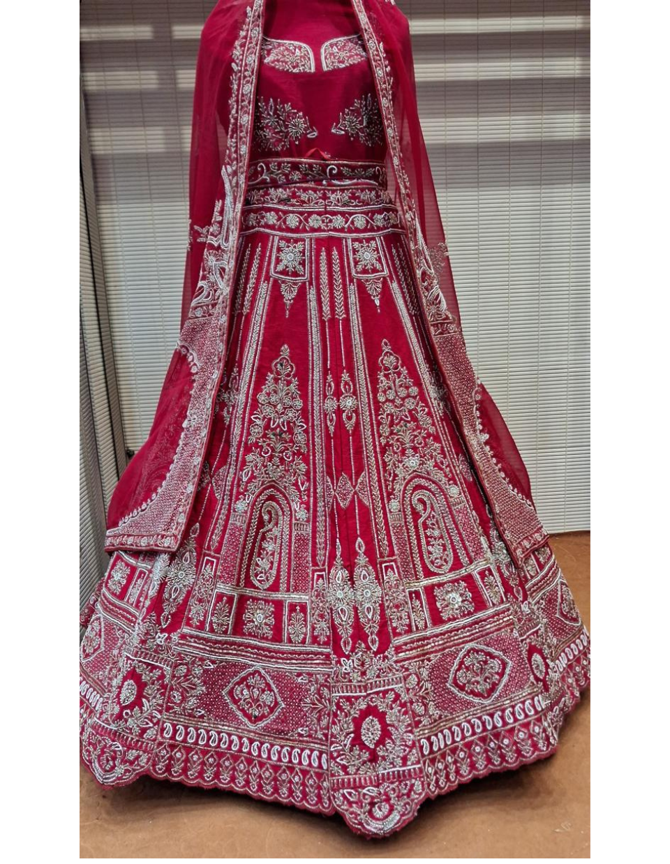 Maroon Traditional Panel Embroidered Bridal Lehenga