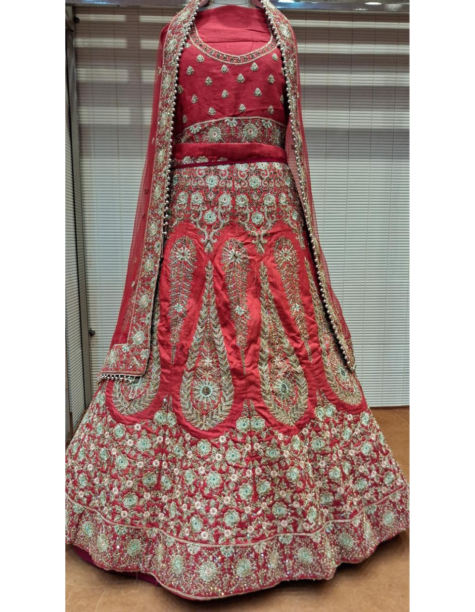 Rani Pink Bridal Lehenga with Floral Zari Embroidery
