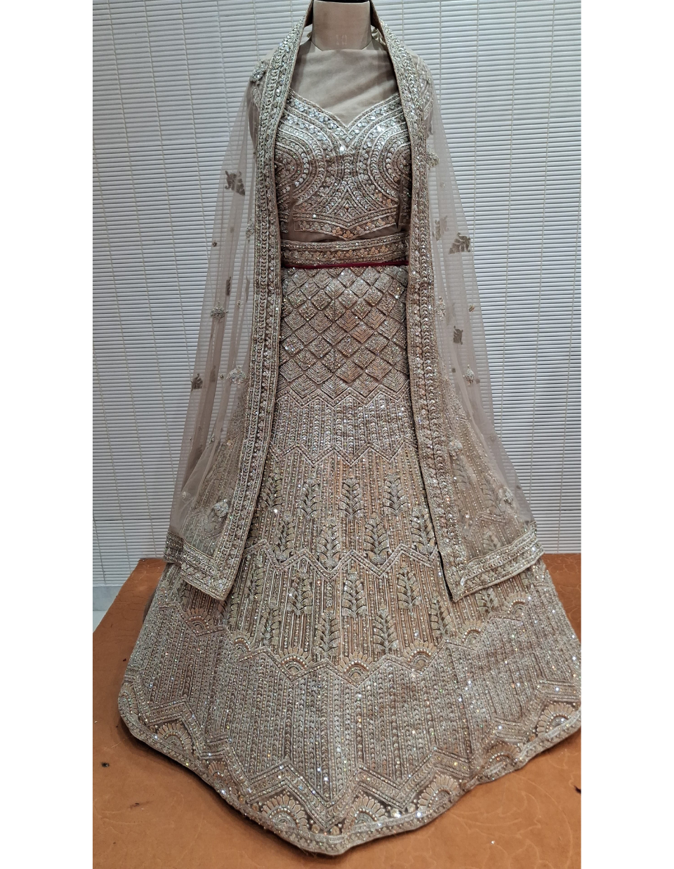 Champagne Gold Geometric Embroidered Lehenga Set