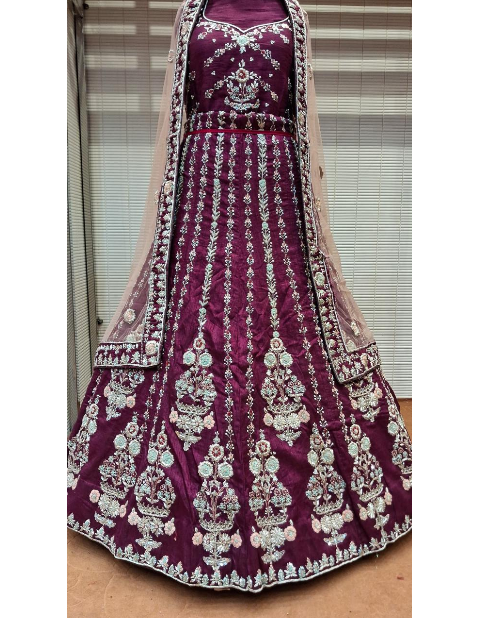 Ivory Gold Embellished Bridal Lehenga with Mirror & Zari Detailing
