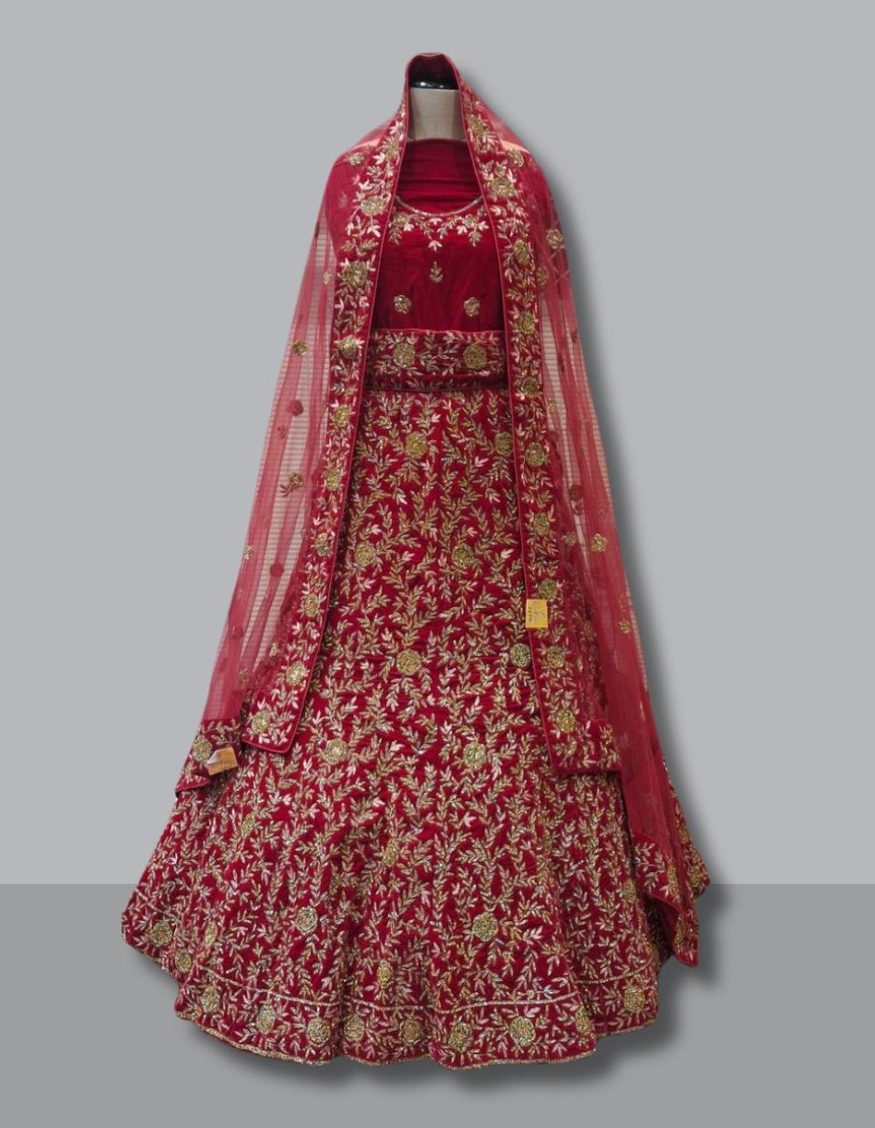 Classic Maroon Golden Zari Velvet Lehenga