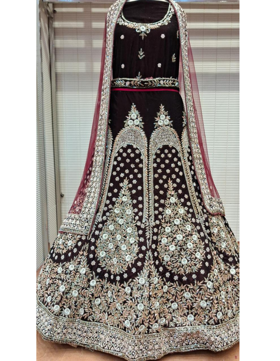 Champagne Gold Sequin Bridal Lehenga with Net Dupatta