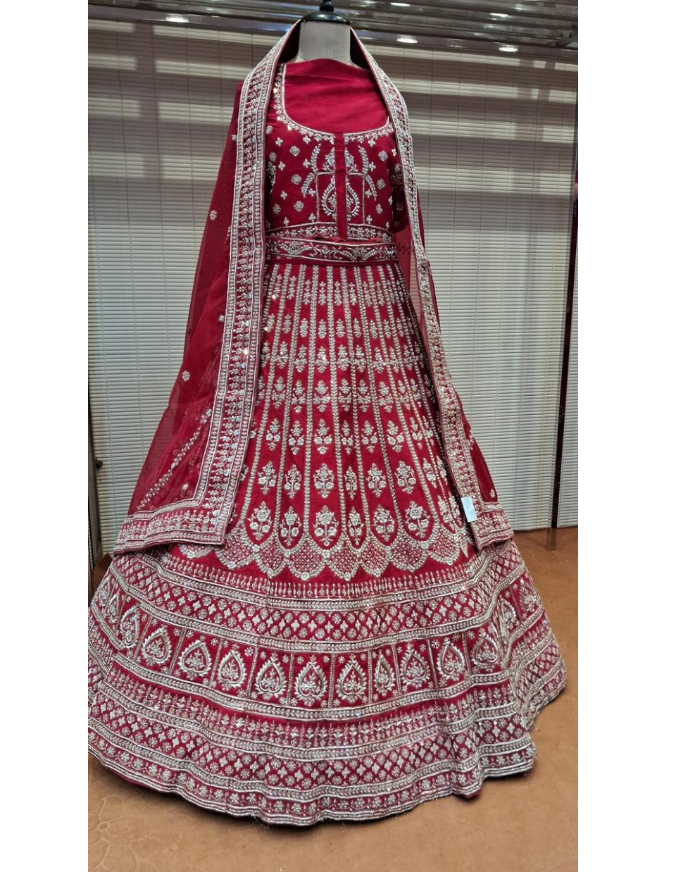 Wine Red Designer Lehenga with Silver Zari Embroidery