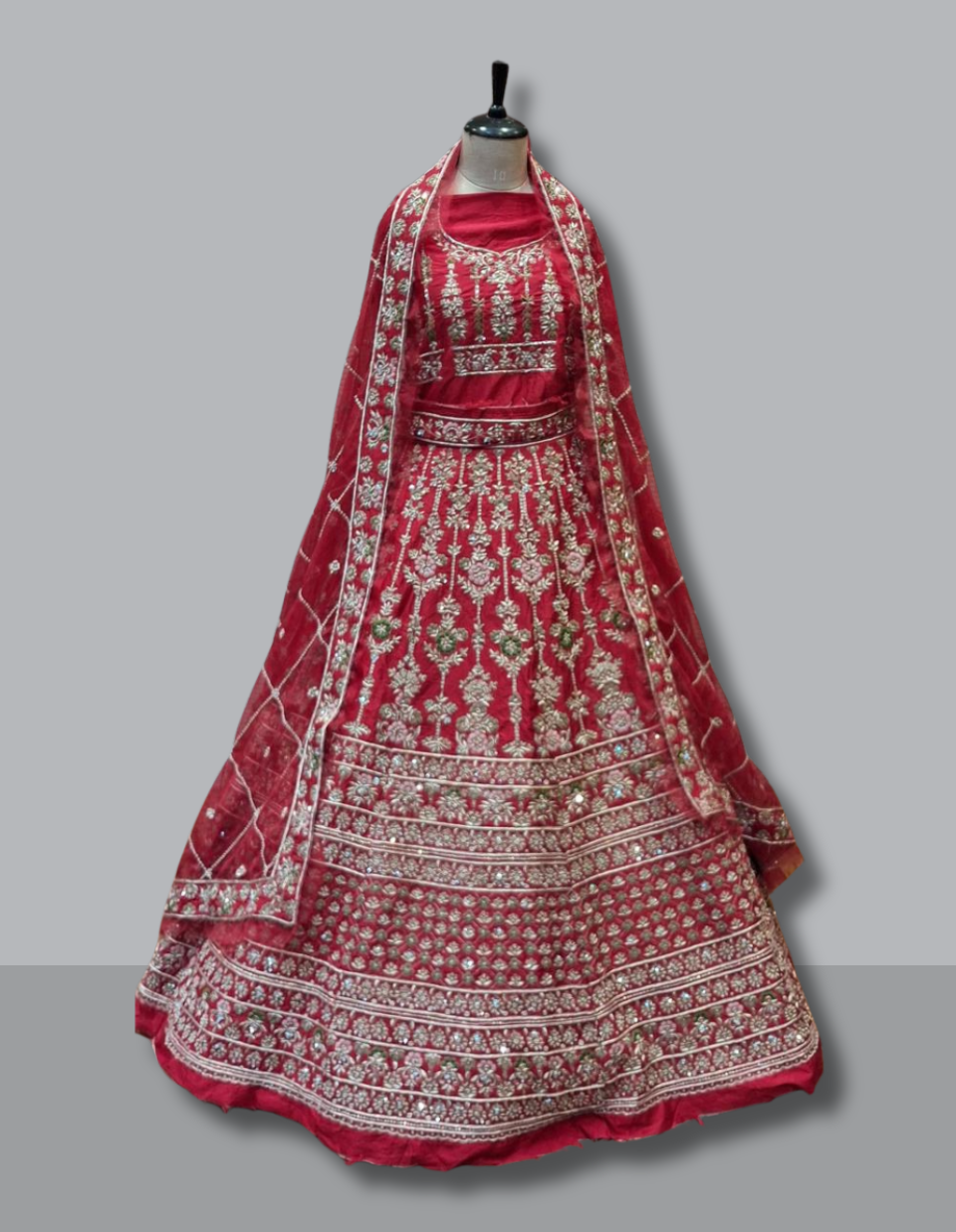 Crimson Royalty Heavy Embroidered Bridal Lehenga Set