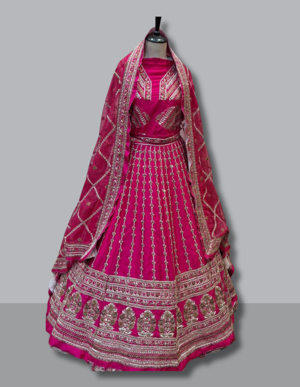 Rani Pink Radiance Bridal Lehenga with Mirror Work Embroidery