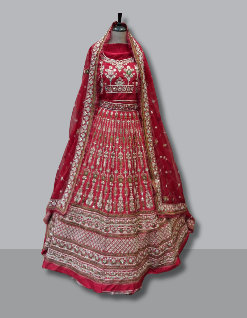 Regal Ruby Zari Embroidered Lehenga