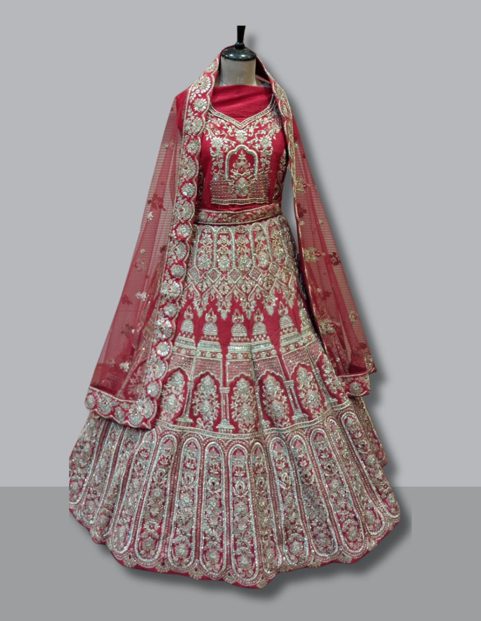 Royal Red Lehenga with Palace Motif Embroidery