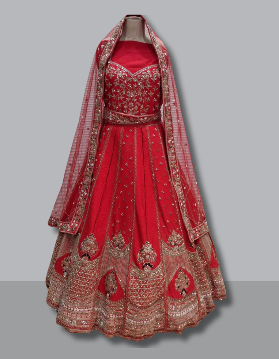 Scarlet Bridal Lehenga with Subtle Sequin and Dori Embroidery