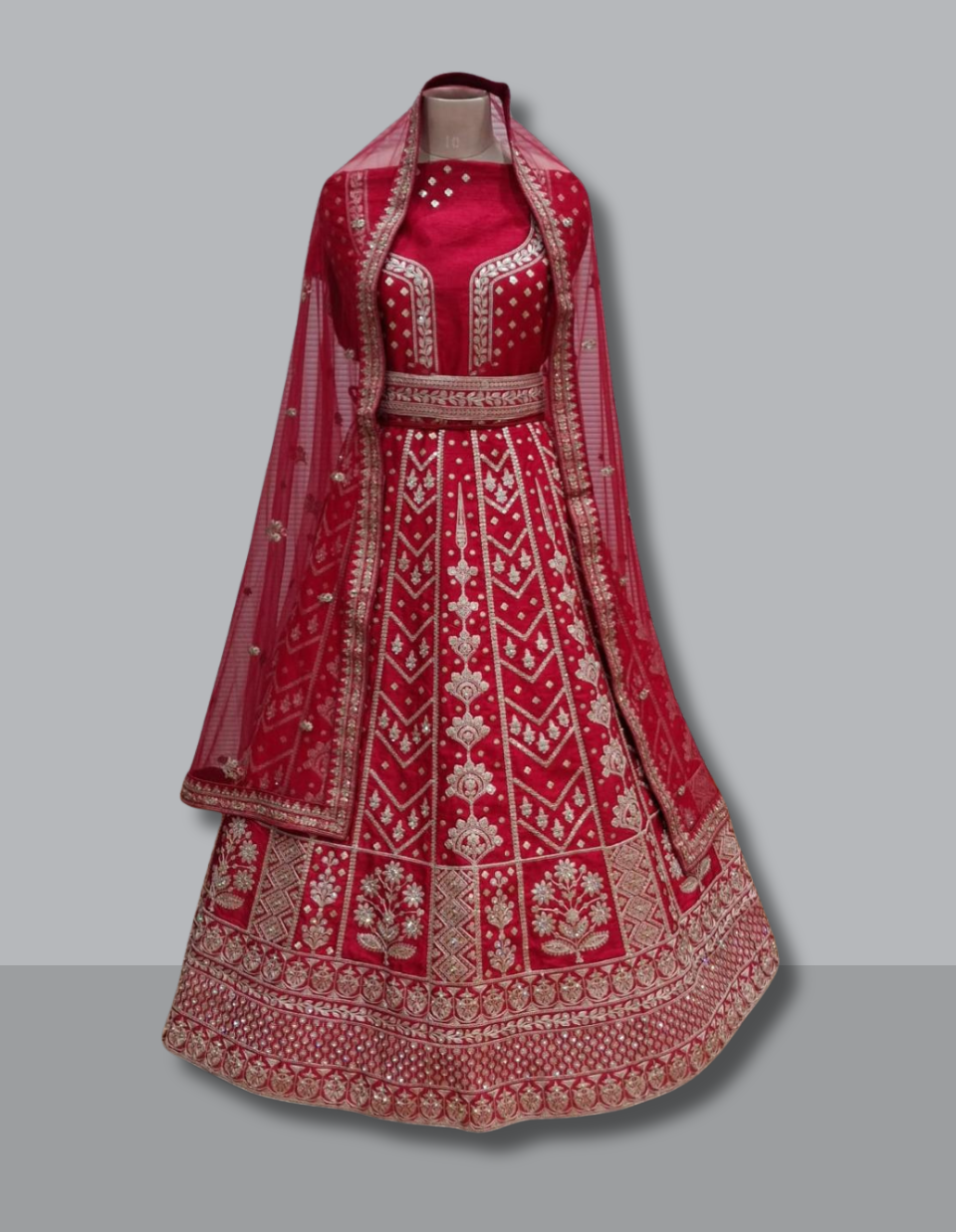 Classic Red Lehenga with Golden Thread Work