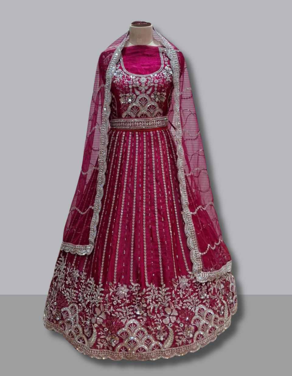 Elegant Lehenga Featuring Delicate Silver Floral Work