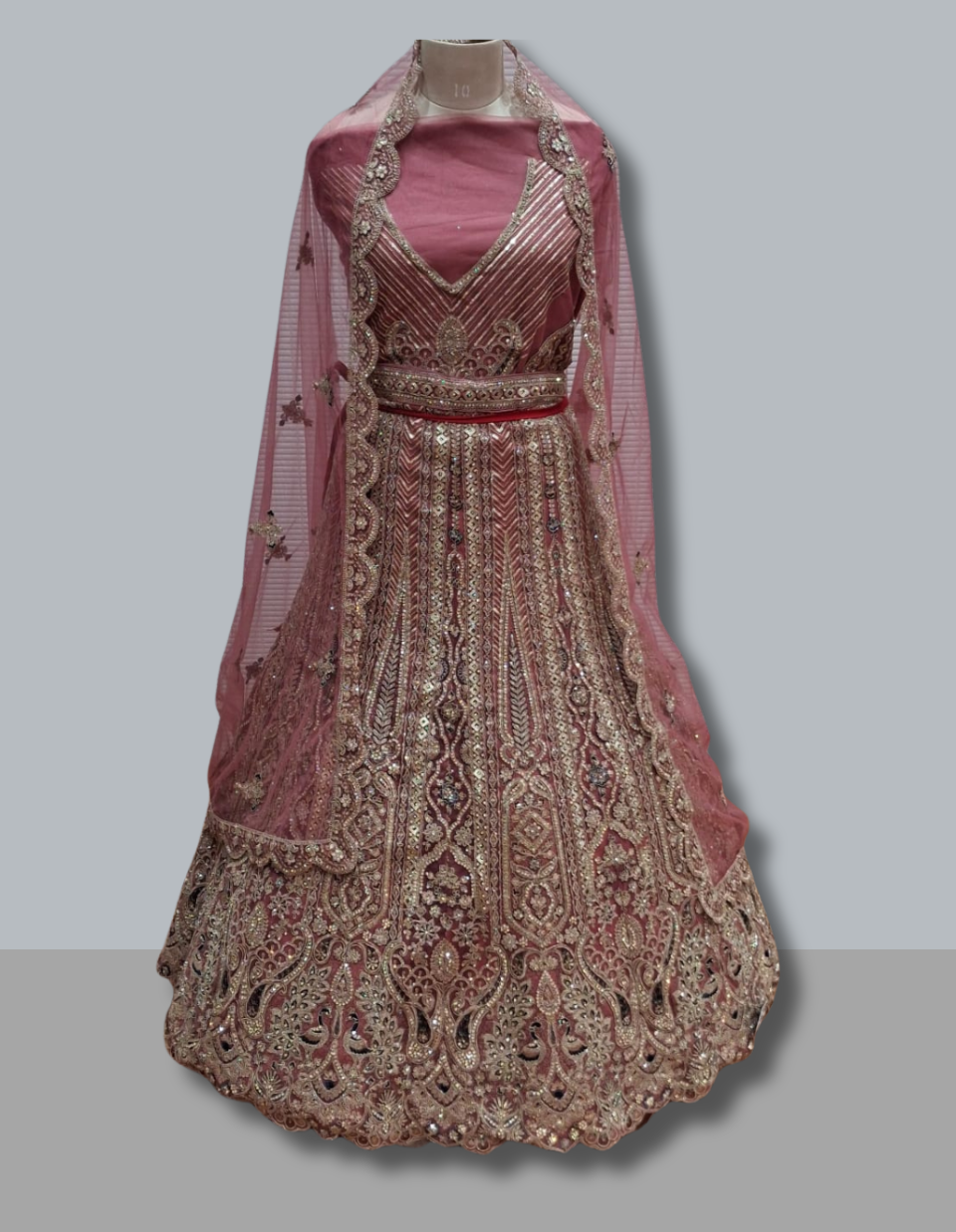 Maroon Gold Zari Embroidered Heavy Work Designer Lehenga