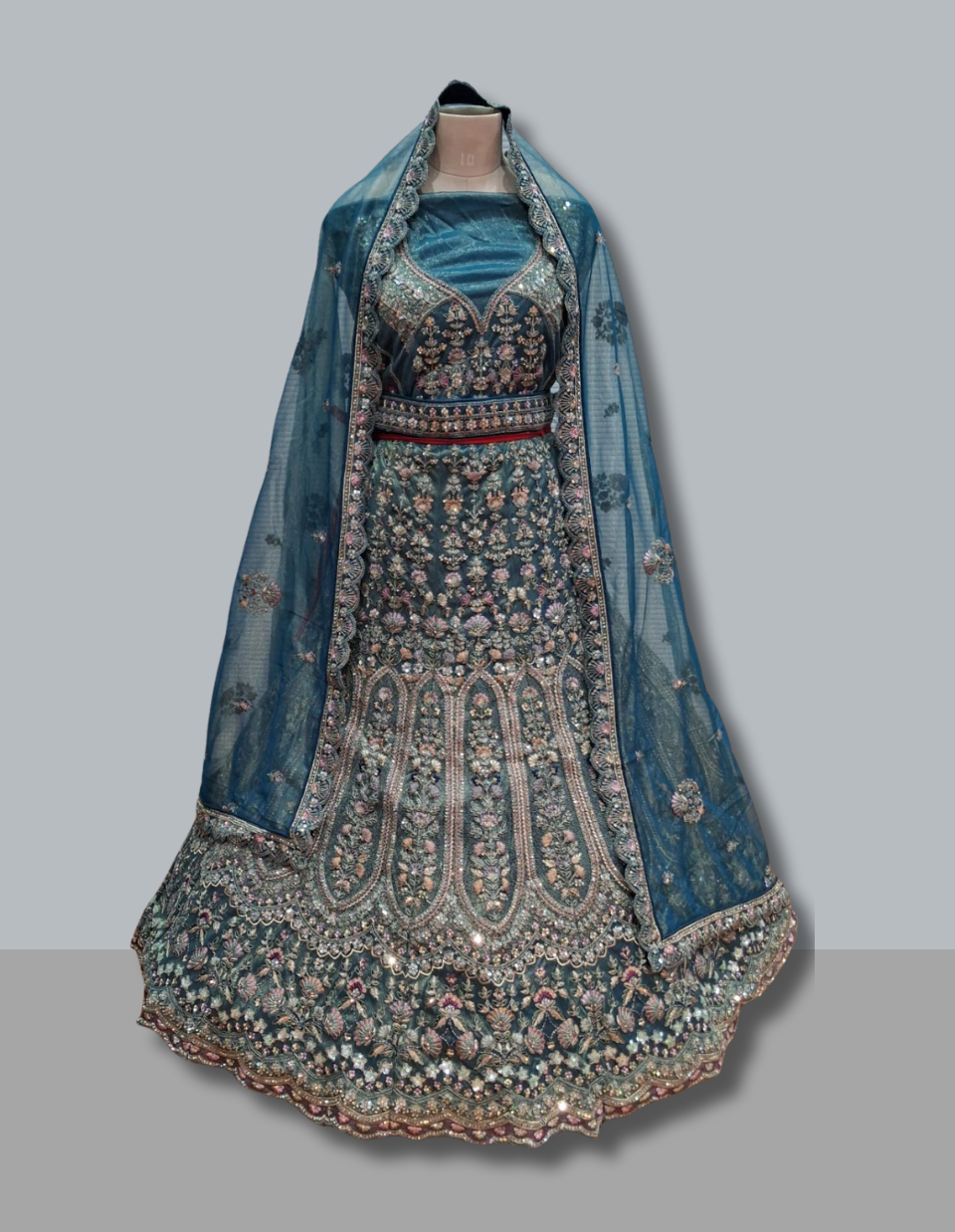 Blue Color Gorgeous Embroidered Party Wear Lehenga