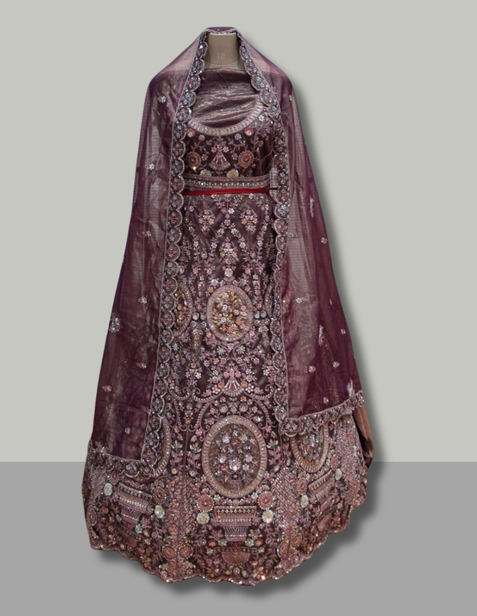 Royal Plum Velvet Bridal Lehenga with Heavy Embroidery