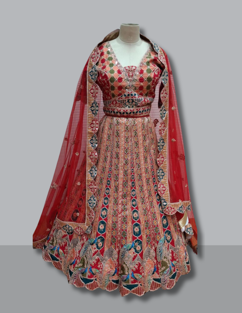 Royal Peacock Multi-Thread Embroidered Lehenga