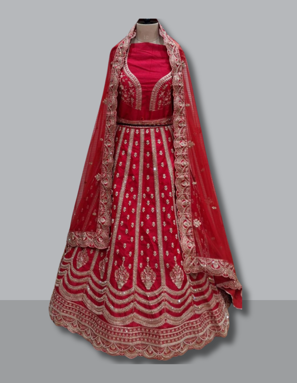 Classic Red Gold Embroidered Bridal Lehenga Set