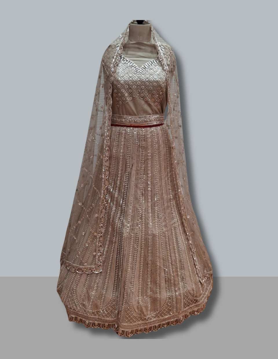 Elegant Rose Gold Party Wear Lehenga